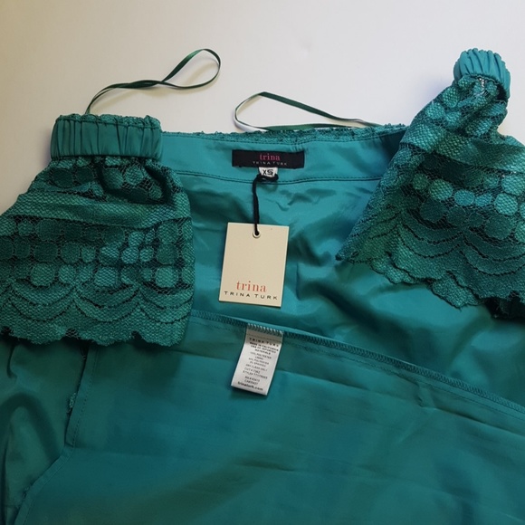 NWT Trina Turk Lace Off Shoulder Shift Dress  XS - Picture 7 of 8